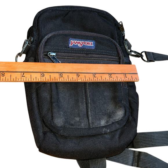 Vintage 90s Y2K Jansport Crossbody Bag Made in USA Black Small - Picture 10 of 11